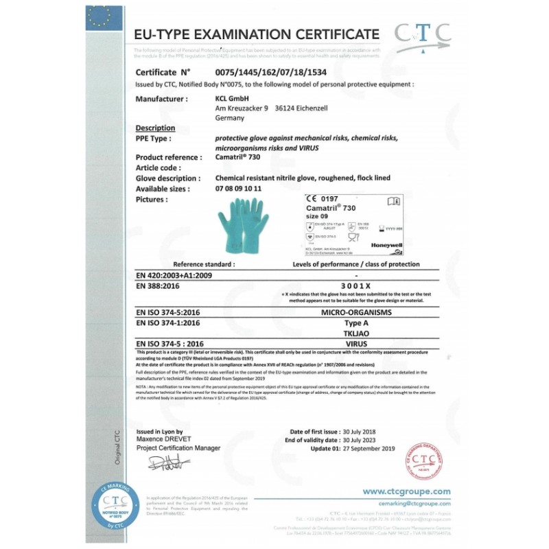 GUANTE QUÍMICO  Guantes Nitrilo Verde - Resistencia Química Cat III AJKLOT ( Especial Corrosivos+Hidrocarburos)) (copia)