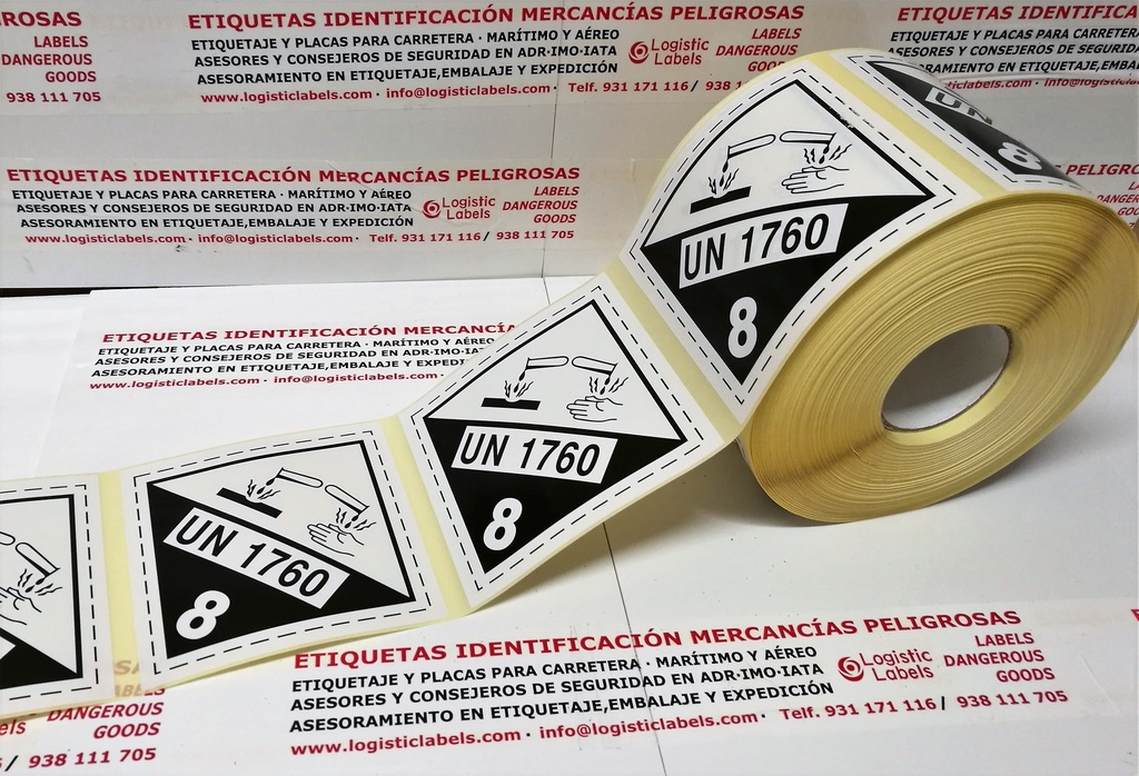 CLASE 8 MATERIAS CORROSIVAS 110X110 mm UN 1760