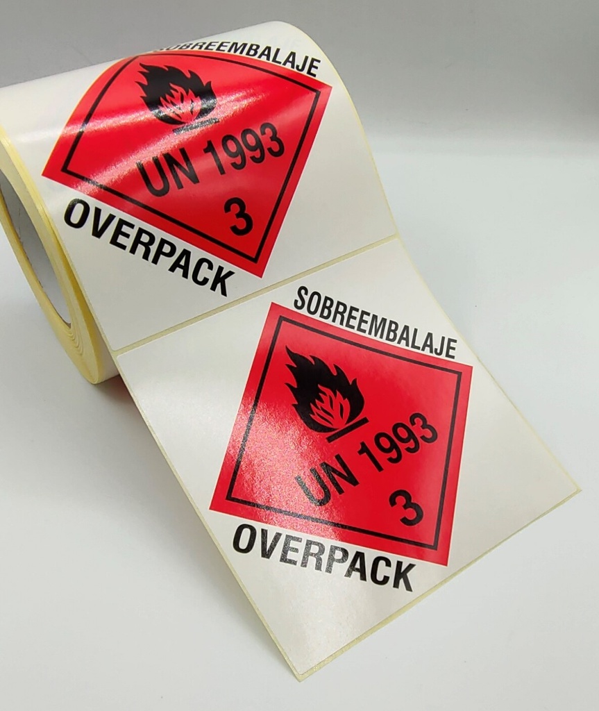 ETIQUETA BOBINA 150X150 CLASE 3 UN 1993