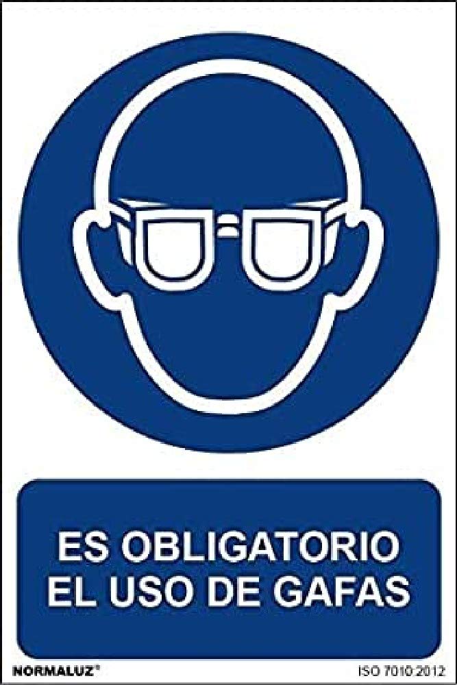 SEÑAL ADHESIVA OBLIGATORIO USO DE GAFAS 100X150 mm
