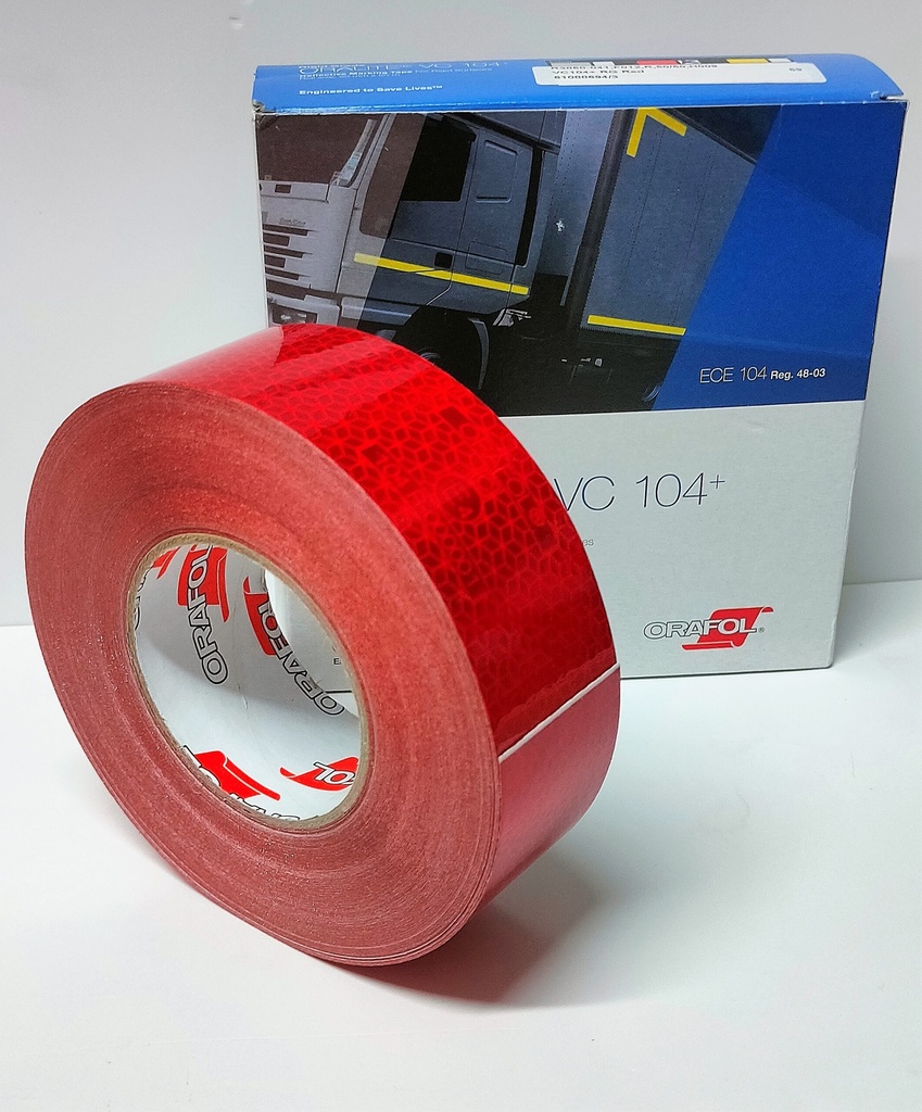 CINTA REFLECTANTE VC 104+ LISA RÍGIDA 50MMx50 m ROJA
