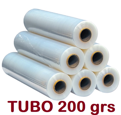 FILM MANUAL TRANSPARENTE 23 MICRAS 500 MM  - 2 KG BRUTO ( 1.8 kg film / 200 grs tubo) - 172 metros film