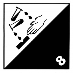 [clase 8 300x300] ETIQUETA CLASE CORROSIVO  300x300mm (Hoja Adhesiva)