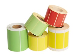 ETIQUETA ADHESIVA BOBINA VARIOS COLORES 100X100 MM