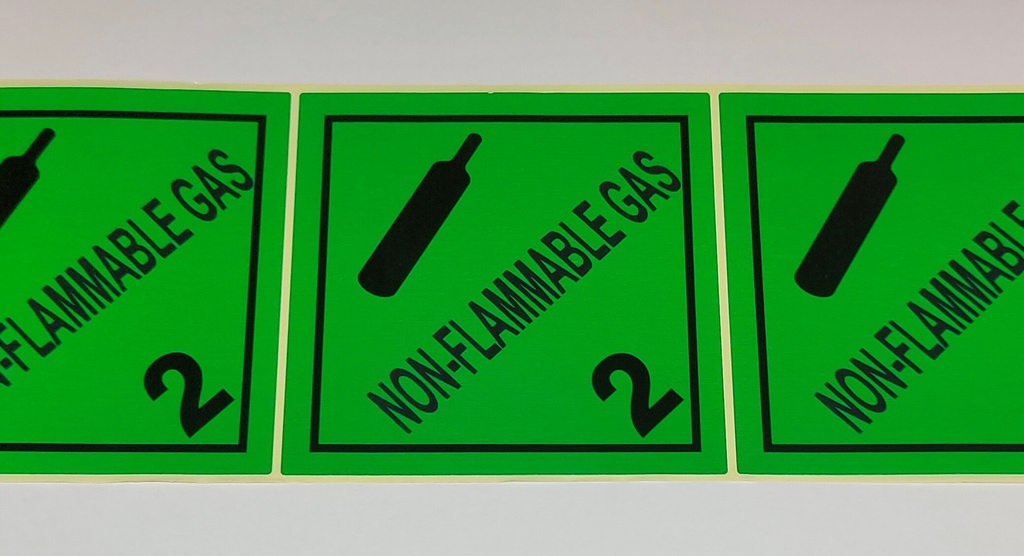 CLASE 2.2 GASES NO INFLAMABLES 100X100 MM + TEXTO INTERIOR