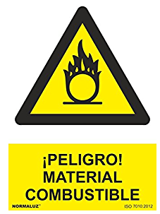 SEÑAL PELIGRO COMBUSTIBLE PVC 0,7 mm 300x400 mm