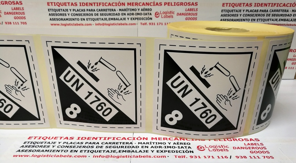 CLASE 8 MATERIAS CORROSIVAS 110X110 mm UN 1760